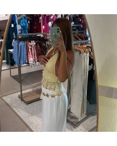 TOP ENCAJE AMARILLO