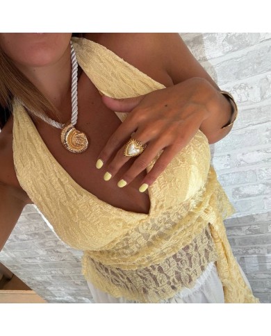 TOP ENCAJE AMARILLO