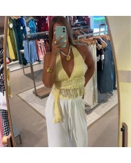 TOP ENCAJE AMARILLO