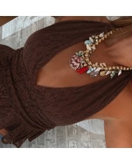 TOP ENCAJE CHOCO