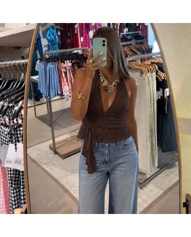 TOP ENCAJE CHOCO