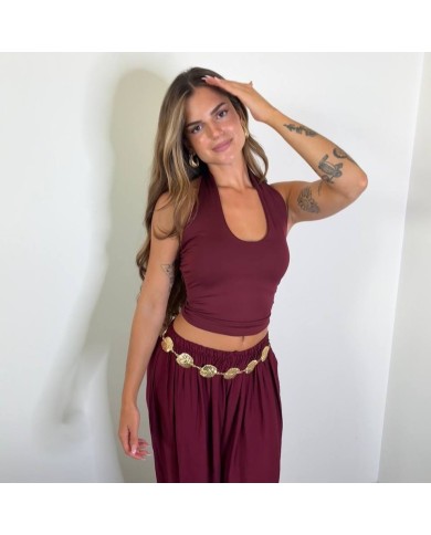 PANTALÓN FLUIDO PUÑO VINO