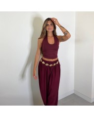 PANTALÓN FLUIDO PUÑO VINO