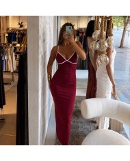 VESTIDO BICOLOR VINO
