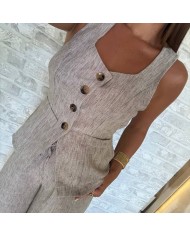 CONJUNTO CHALECO TIPO LINO TAUPÉ
