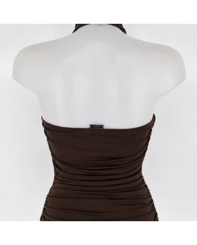 TOP HALTER FRUNCIDO CHOCO