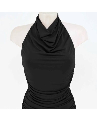 TOP HALTER FRUNCIDO NEGRO