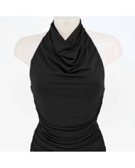 TOP HALTER FRUNCIDO NEGRO