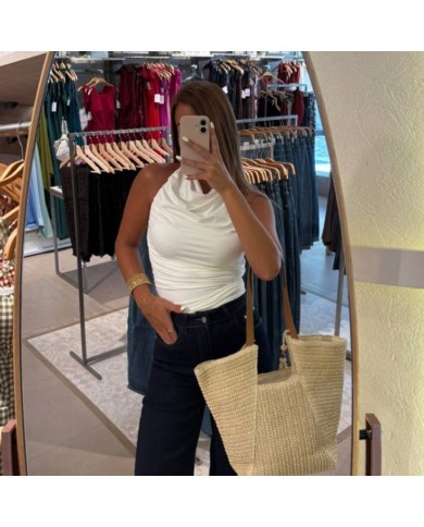 PREVENTA TOP HALTER FRUNCIDO BLANCO