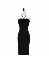 VESTIDO FRUNCE AL CUELLO NEGRO