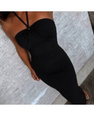 VESTIDO FRUNCE AL CUELLO NEGRO