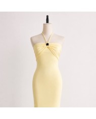 VESTIDO FRUNCE AL CUELLO AMARILLO