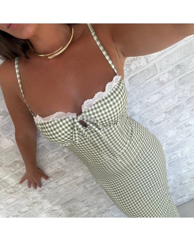 VESTIDO VICHY AJUSTADO VERDE