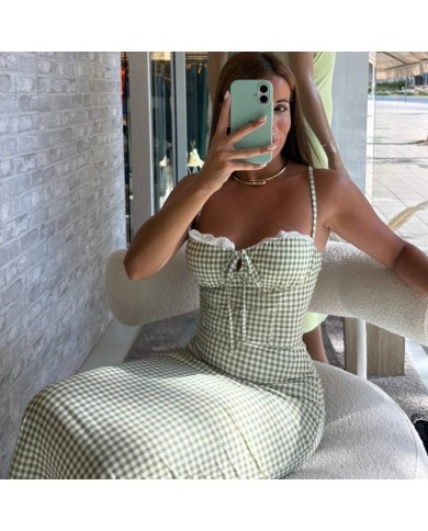 VESTIDO VICHY AJUSTADO VERDE