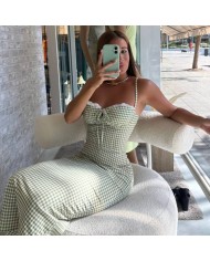 VESTIDO VICHY AJUSTADO VERDE
