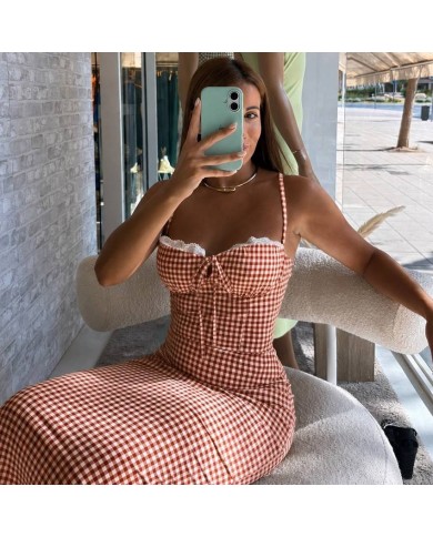 VESTIDO VICHY AJUSTADO TEJA