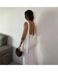 VESTIDO ENCAJE + LAZADA BLANCO