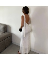 VESTIDO ENCAJE + LAZADA BLANCO