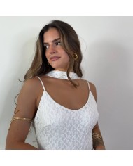 VESTIDO ENCAJE + LAZADA BLANCO