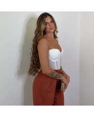 PANTALÓN TRAJE CINTURÓN TEJA