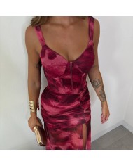 VESTIDO CORSET TUL VINO