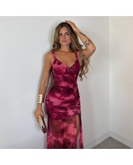 VESTIDO CORSET TUL VINO