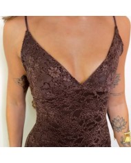 VESTIDO ENCAJE CHOCO
