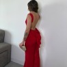 VESTIDO SIRENA LAZO ROJO