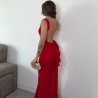 VESTIDO SIRENA LAZO ROJO