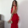 VESTIDO SIRENA LAZO ROJO