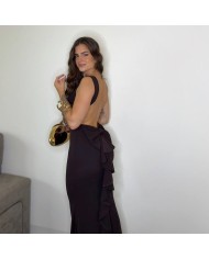 VESTIDO SIRENA LAZO CHOCO