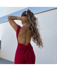 VESTIDO SIRENA LAZO VINO