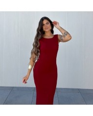 VESTIDO SIRENA LAZO VINO