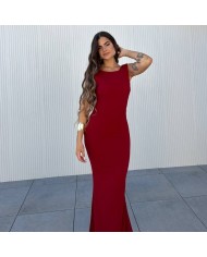 VESTIDO SIRENA LAZO VINO