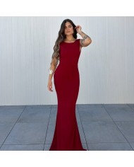 VESTIDO SIRENA LAZO VINO