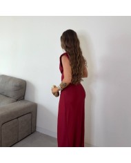 VESTIDO NUDO HEBILLA VINO
