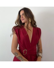 VESTIDO NUDO HEBILLA VINO