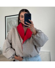CHAQUETA VICHY SOLAPA BICOLOR