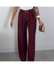 PANTALÓN TRAJE CINTURÓN BURDEOS