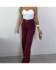 PANTALÓN TRAJE CINTURÓN BURDEOS