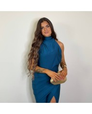 VESTIDO HALTER PETRÓLEO