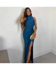 VESTIDO HALTER PETRÓLEO