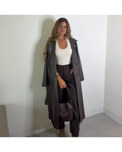 GABARDINA EFECTO PIEL CHOCO