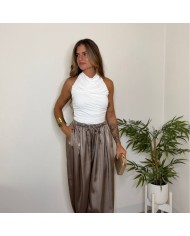 TOP HALTER FRUNCIDO BLANCO