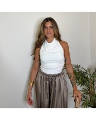 TOP HALTER FRUNCIDO BLANCO