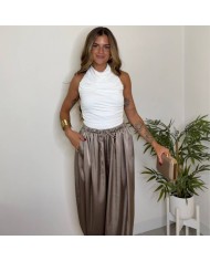 TOP HALTER FRUNCIDO BLANCO