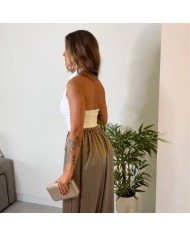 TOP HALTER FRUNCIDO BLANCO