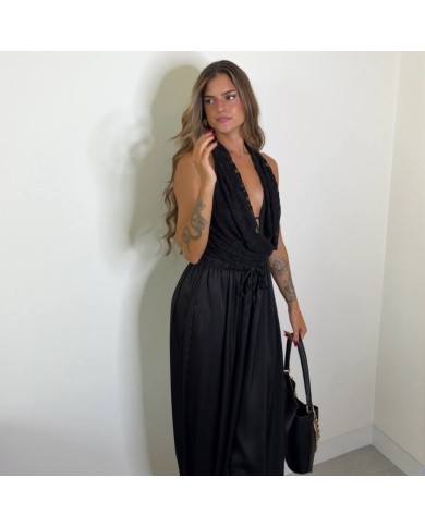 BODY ENCAJE ESCOTE FLUIDO NEGRO