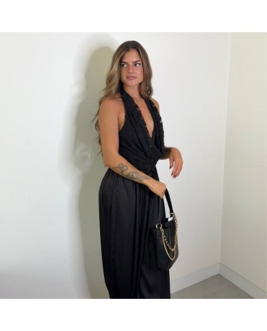 PANTALÓN SATÉN PUÑO NEGRO