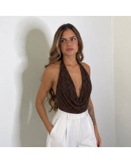 BODY ENCAJE ESCOTE FLUIDO CHOCO